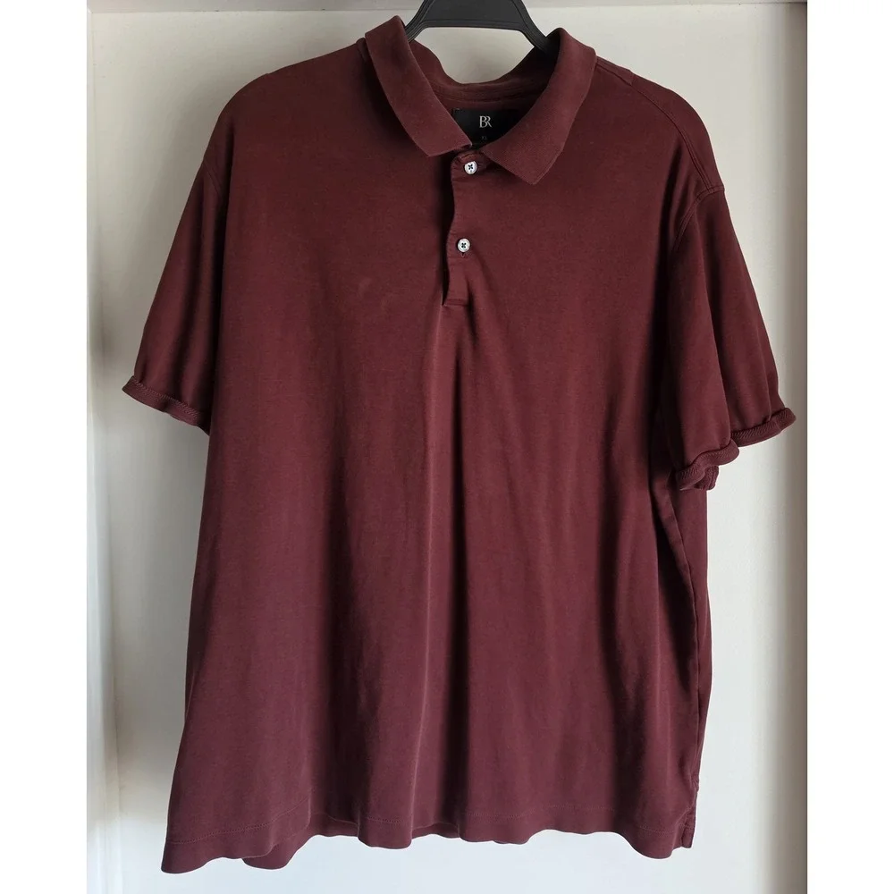Banana Republic Polo Shirt XL Maroon Solid Short Sleeve Cotton Classic Casual